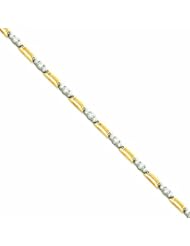 Genuine 14K Two-Tone Holds 20 2.1mm & 10 3.1mm Stones 1.97Ct Fancy Tennis Bracelet 8 Grams Of Gold 100% Satisfaction Guaranteed.