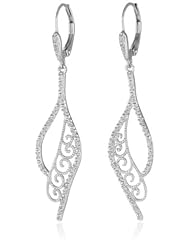 Sterling Silver Feather Diamond Earrings (1/10cttw, I-J Color, I2-I3 Clarity)