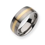 Contemporary Titanium 14k Gold Inlay 8mm Brushed Band Size 6-13 - by Chisel