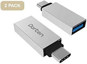 Dorten [2 Pack] Compact USB-C [USB 3.1] [male] to USB 3.0 [female] aluminium adapter for Apple New MacBook 12 inch, Chromebook Pixel, Nexus 5X / 6P, and other Type-C supported devices - Silver