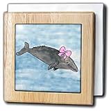 Gina Grey Whale - 6 Inch Tile Napkin Holder