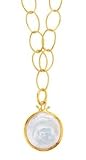31re1MV1W8L. SL160  Handcrafted Baroni 925 Sterling Silver and 18k Gold Genuine Baroque Pearl Handmade Necklace on Long 26 Large Loop Chain