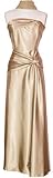 Goddess Strapless Satin Holiday Formal Bridesmaid Gown Prom Dress, Medium, Gold