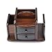KLOUD City Dark Brown Wood Rotating Desktop Organizer Sorter Stuff Storage Holder with Two Drawers