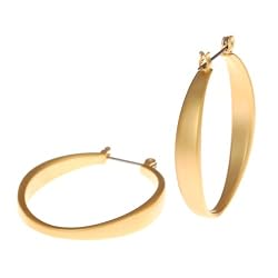 Brushed Goldtone Long Oval Dangle Earrings Fashion Jewelry