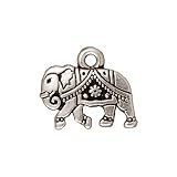 Fine Silver Plated Lead-Free Pewter Indian Elephant Charm 12MM (1)