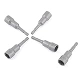 uxcell　ソケットビット 六角ドライバービット　磁性ソケット　クローム　5個入り