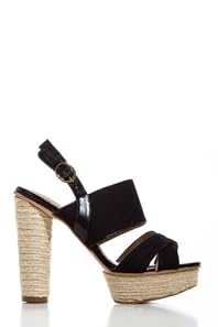 Canvas Strapped Pumps in Black
