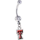 NCAA TEXAS TECH Red Raiders DOUBLE Crystalline Gem Belly Ring