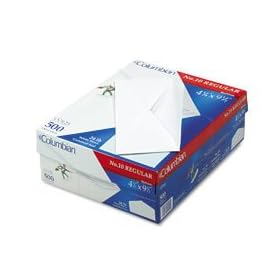 Columbian White Gummed 4 1/8 x 9 1/2 Inch V-Flap Non-Window Business Envelopes 500 Count (CO125)