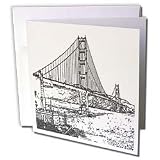 Sandy Mertens California - Golden Gate Bridge San Francisco Line Art - Greeting Cards-12 Greeting Cards with envelopes