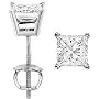 0.60 carat ct Princess Cut Diamond Stud Earrings D Color, I Clarity; 14k White or Yellow Gold; Screw Back