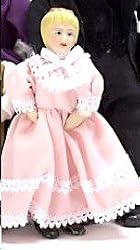 Dollhouse Miniature Victorian Porcelain Girl in a Pink Dress