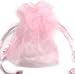 10 Marabou Feather Organza Wedding Drawstring Favor Pouch Bags, Pastel Pink