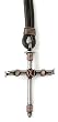 Bob Siemon Stainless Steel Nail and Copper Wire Cross Pendant on Leather Cord, 30"