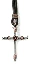 Stainless Steel Nail and Copper Wire Cross Pendant on Leather Cord by Bob Siemon, 30"