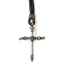Stainless Steel Nail and Copper Wire Cross Pendant on Leather Cord by Bob Siemon, 30"