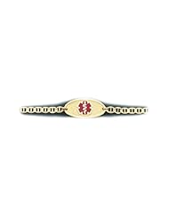 14K Yellow Gold Medical Alert ID Mariner Chain Bracelet - Length 8 Inch