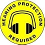 Slip-Gard Floor Signs, Yellow 17", HEARING PROTECTION REQUIRED (W/ GRAPHIC)