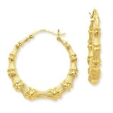 14k Gold Polished Bamboo Hoop Earrings