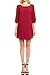 KLKD Women's Solid Round Neck Bishop 3/4 Sleeve Shift Dress