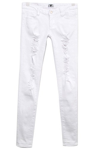 (イイネショップ) eeNeshop ダメージ加工 モノトーン スキニーデニム