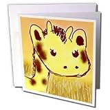 Patricia Sanders Creations - Cute Giraffe Face Animals Cartoon Art - Greeting Cards-6 Greeting Cards with envelopes