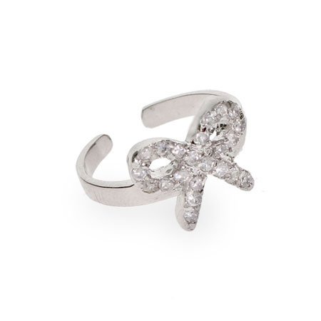 Gabys Sterling Silver CZ Bow Toe Ring