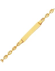 14k Yellow Gold 4.9 mm (3/16 Inch) Puffed Link Child/Baby ID Bracelet 6"