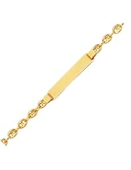 6" 14K Yellow Gold 4.75mm (3/16") Polish Puff Mariner Link Children ID Bracelet w/ Lobster Clasp