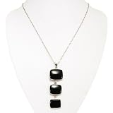EXP Black Agate & Sterling Silver Handmade Pendant Necklace