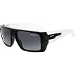Arnette Heavy Hitter Men's Polarized Sports Sunglasses w/ Free B&F Heart Sticker Bundle - 2088/T3 Gloss Black with White Temple/Grey Gradient