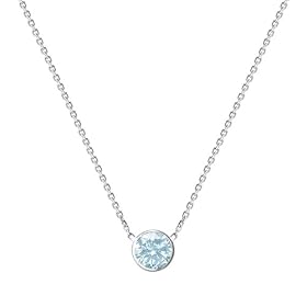 Willow Gold 14k White Gold Aquamarine Milestone Necklace (Length 16-18 inches) by