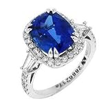 6.03 ct. tw. 18k White Gold Cushion Cut Genuine Fine Quality Deep Rich Color Tanzanite and Fancy Cut Diamond Ring with 5 Year Warranty and Manufacturers Appraisal