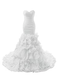 2015 Mermaid Backless Lace-Up Organza Wedding Dress  with a Court Train 