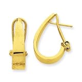 14k Polished J-Hoop Omega Post Earrings