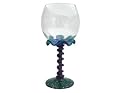 ArtisanStreet's Kaleidoscope Ruffle Red Wine Hand Sculpted Glass. Signed by Artisan