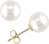 14K Yellow Gold 8-8.5mm Cultured Freshwater Pearl Earrings