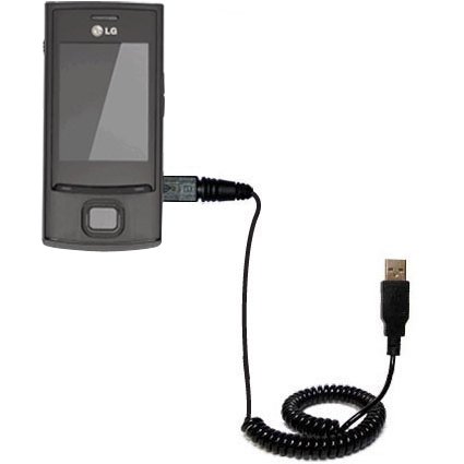 Coiled USB Cable for the LG GD550 with Power Hot Sync and Charge capabilities - uses Gomadic TipExchange Technology
