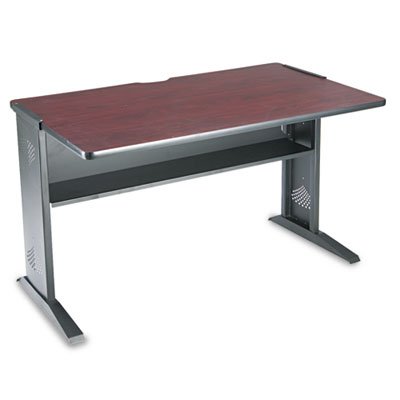 Safco 1931 Computer Desk W/ Reversible Top, 48w x 28d x 30h, Mahogany/Medium Oak/Black