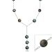 Sterling Silver .925 Iridescent Genuine Freshwater Cultured Round Green Coin Pearl Leaf Link Necklace