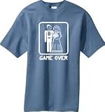 GAME OVER Funny Bride Groom Stonewashed Blue Novelty T-shirt