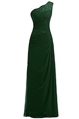 One Shoulder Lace Sheath Chiffon Natural   Waistline Evening Dress/Wedding Party Dress 