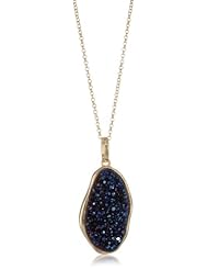 Marcia Moran "Midnight" 18k Gold-Plated Dark Blue Druzy Organic Shaped Pendant Necklace