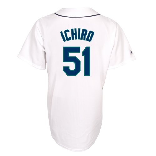 MLB Ichiro Suzuki Seattle Mariners Replica Home Jersey (Large, White with Navy/Green)