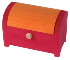 Handmade Doll House Wooden Trunk, Red