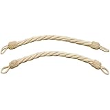 Pair of Large 1" Thick, Natural, Linen Color Rope Tiebacks, 18" Long, Indoor/outdoor use