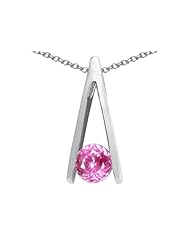 Tommaso Design (tm) Round 5mm Simulated Pink Topaz Pendant