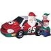 Gemmy Airblown Inflatable Stock Car Christmas Santa with Elf Pit Crew Yard Art