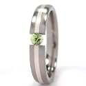New 4mm Titanium Tension Set Ring w/ Silver Inlay, Peridot Bands, Free Sizing 4.5-11
